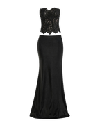 Noire – Ensemble Corset Dentelle & Jupe Maxi Satin Ella&No