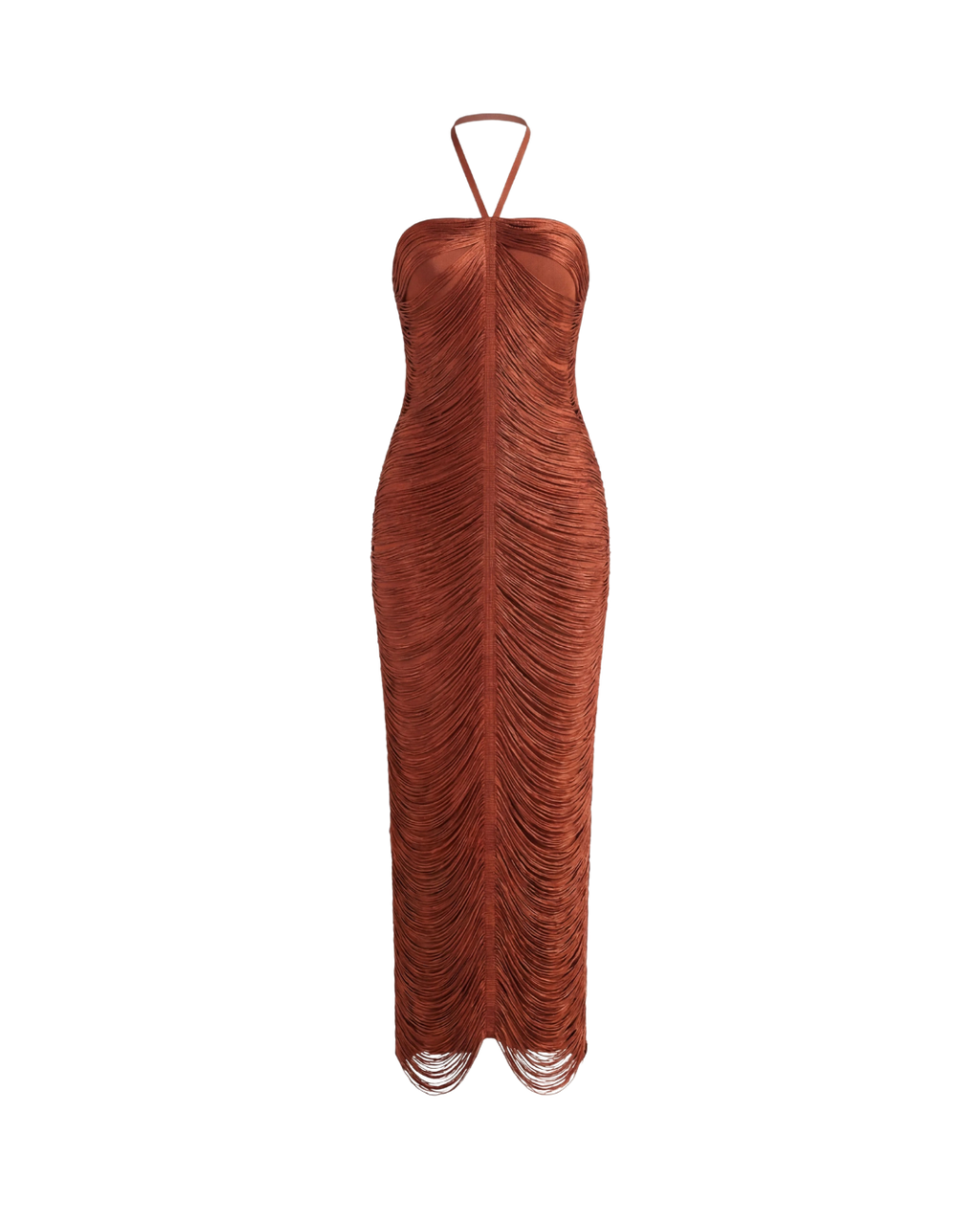 La Siren – Robe Longue Halter à Franges Liquides Ella&No