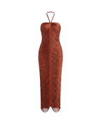 La Siren – Robe Longue Halter à Franges Liquides Ella&No