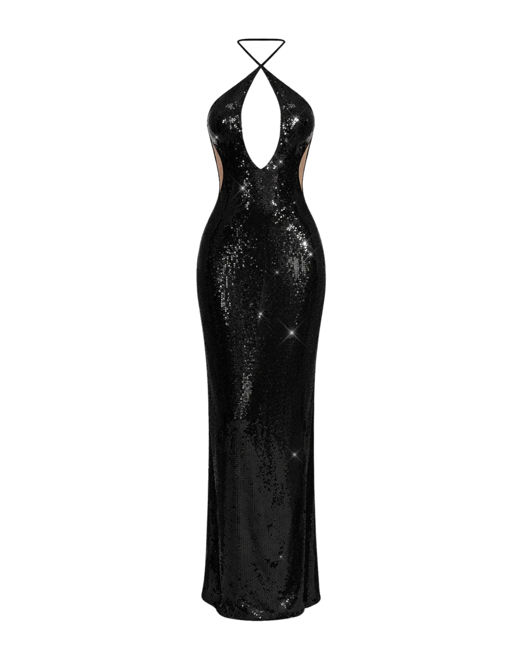 Onyx – Robe de Soirée Sirène à Paillettes & Découpes Illusion Ella&No