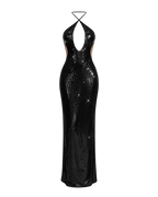 Onyx – Robe de Soirée Sirène à Paillettes & Découpes Illusion Ella&No