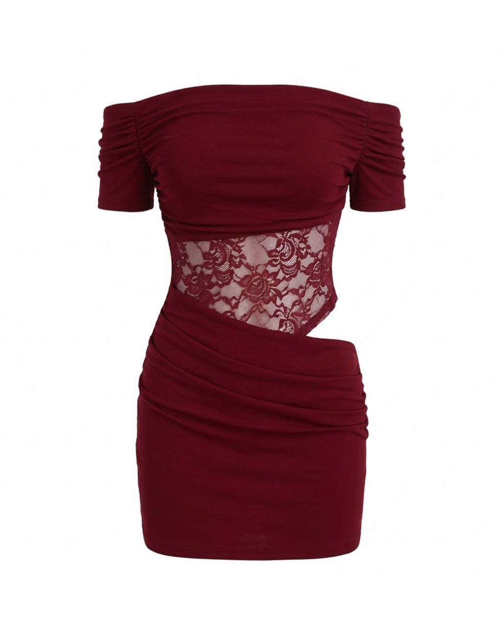 Aloruh – Mini Robe Maille Extensible Décolleté Ajouré Dentelle Transparente Épaules Dénudées Ella&No