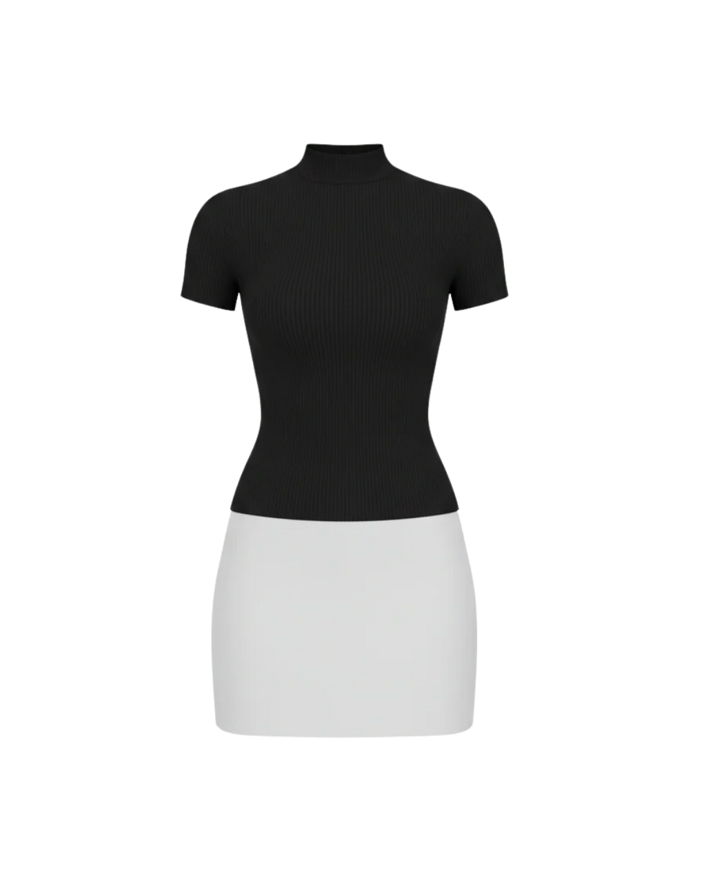 Kenza – Robe Moulante Bicolore à Col Montant Ella&No