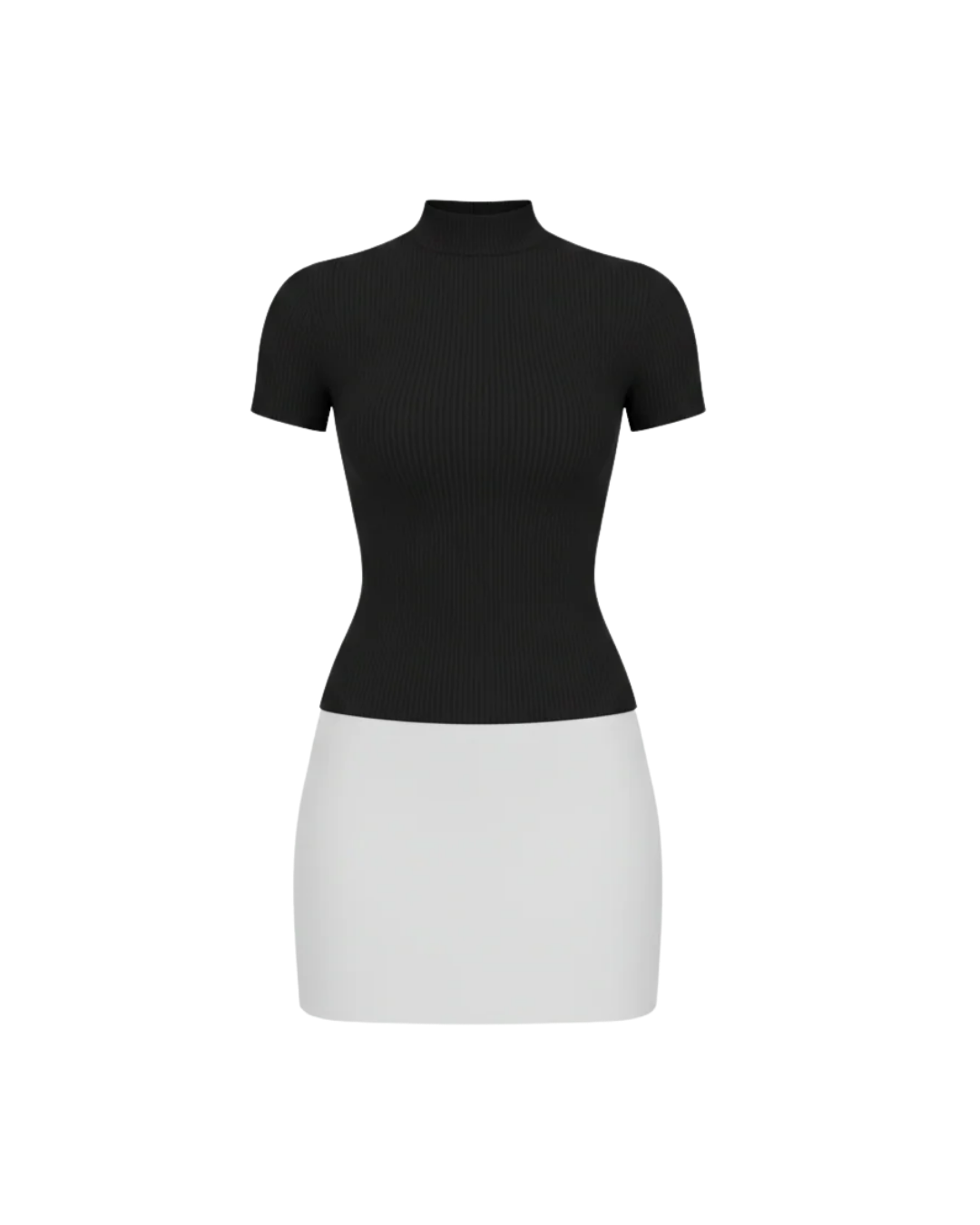 Kenza – Robe Moulante Bicolore à Col Montant Ella&No