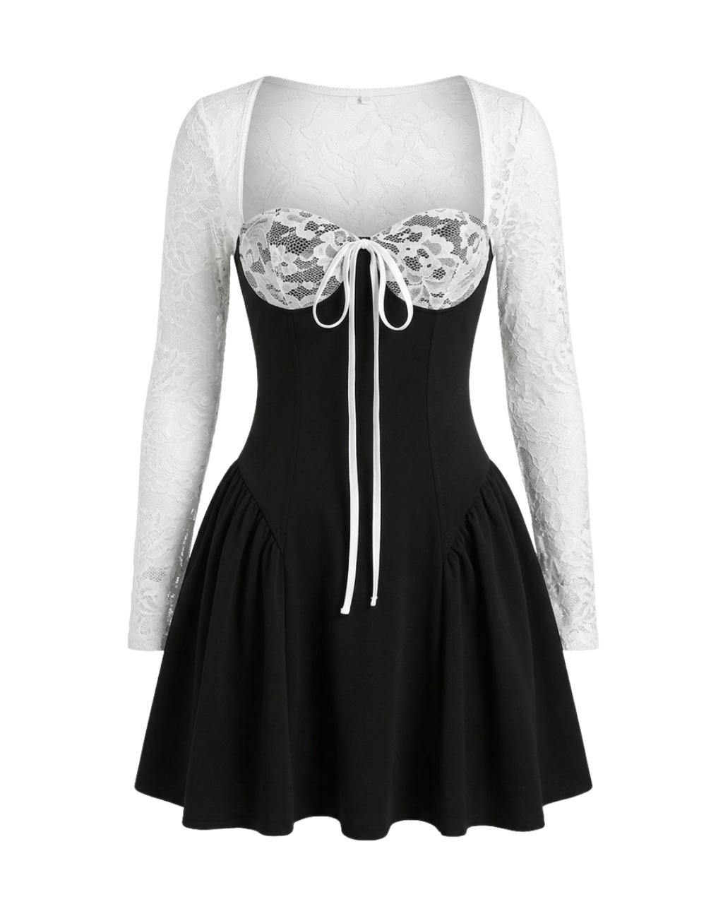 Royale – Mini Robe Corset Dentelle Blanche Tutu Manches Longues Ella&No