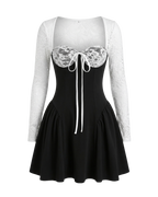 Royale – Mini Robe Corset Dentelle Blanche Tutu Manches Longues Ella&No