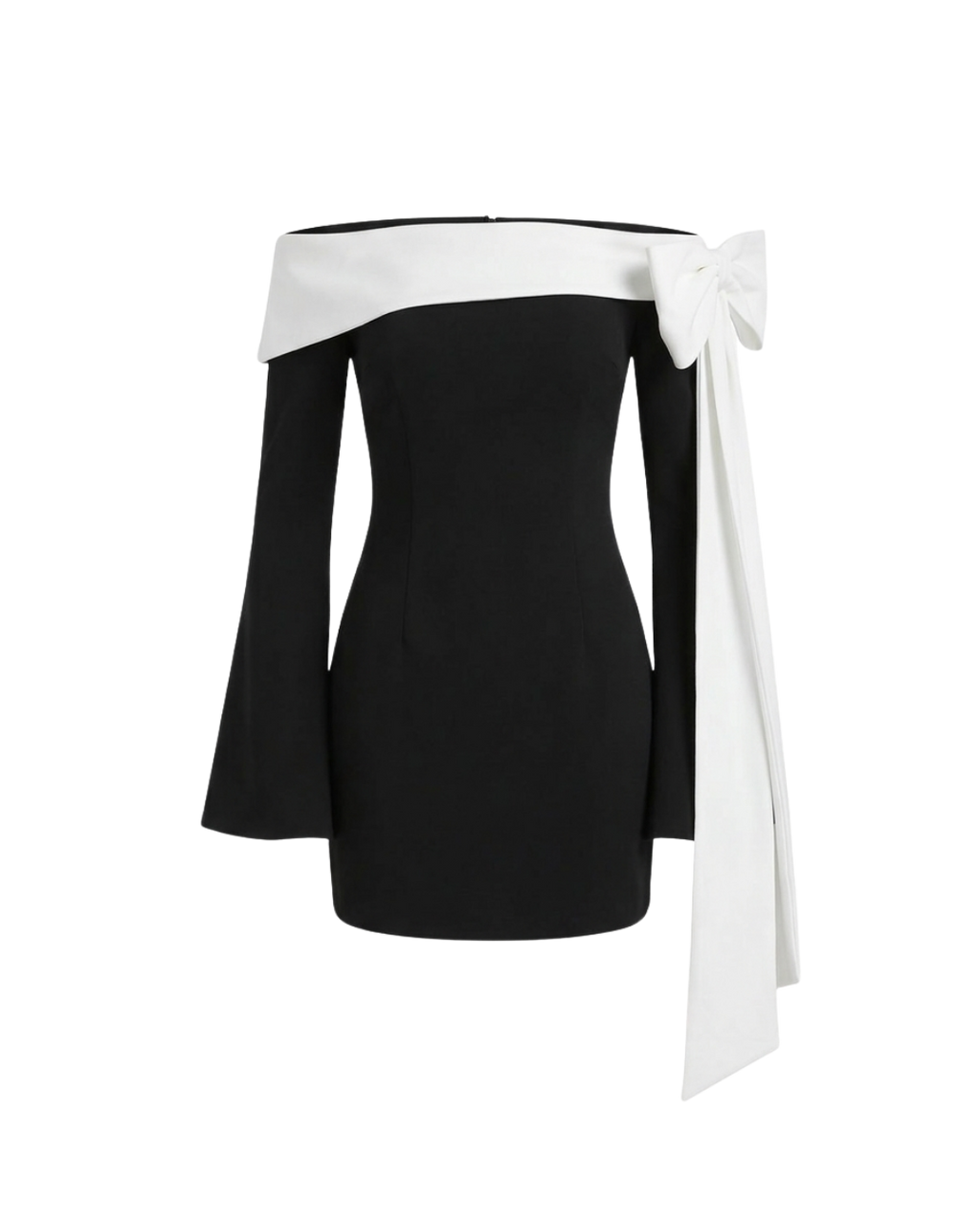 Nolita – Robe Courte Stretch Épaules Dénudées Manches Longues Nœud Couture Ella&No