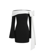 Nolita – Robe Courte Stretch Épaules Dénudées Manches Longues Nœud Couture Ella&No