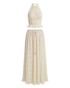 Juliette – Ensemble Deux Pièces Haut Halter & Jupe Longue Plissée Ella&No