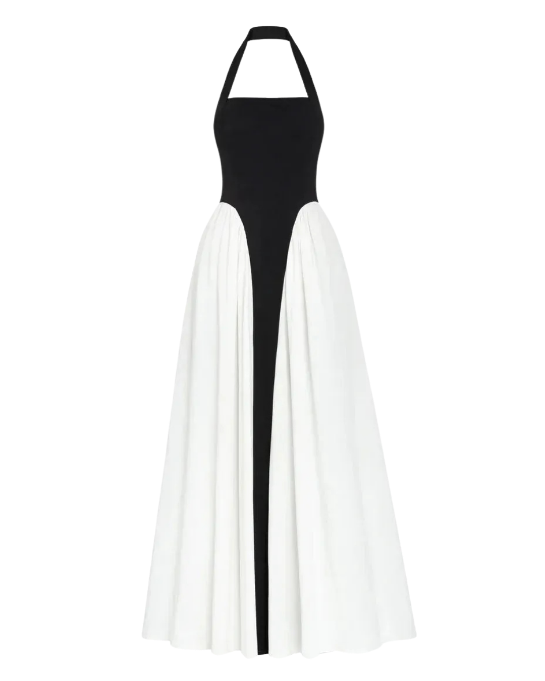 Duality – Robe Maxi Halter Bicolore Noir & Blanc Ella&No