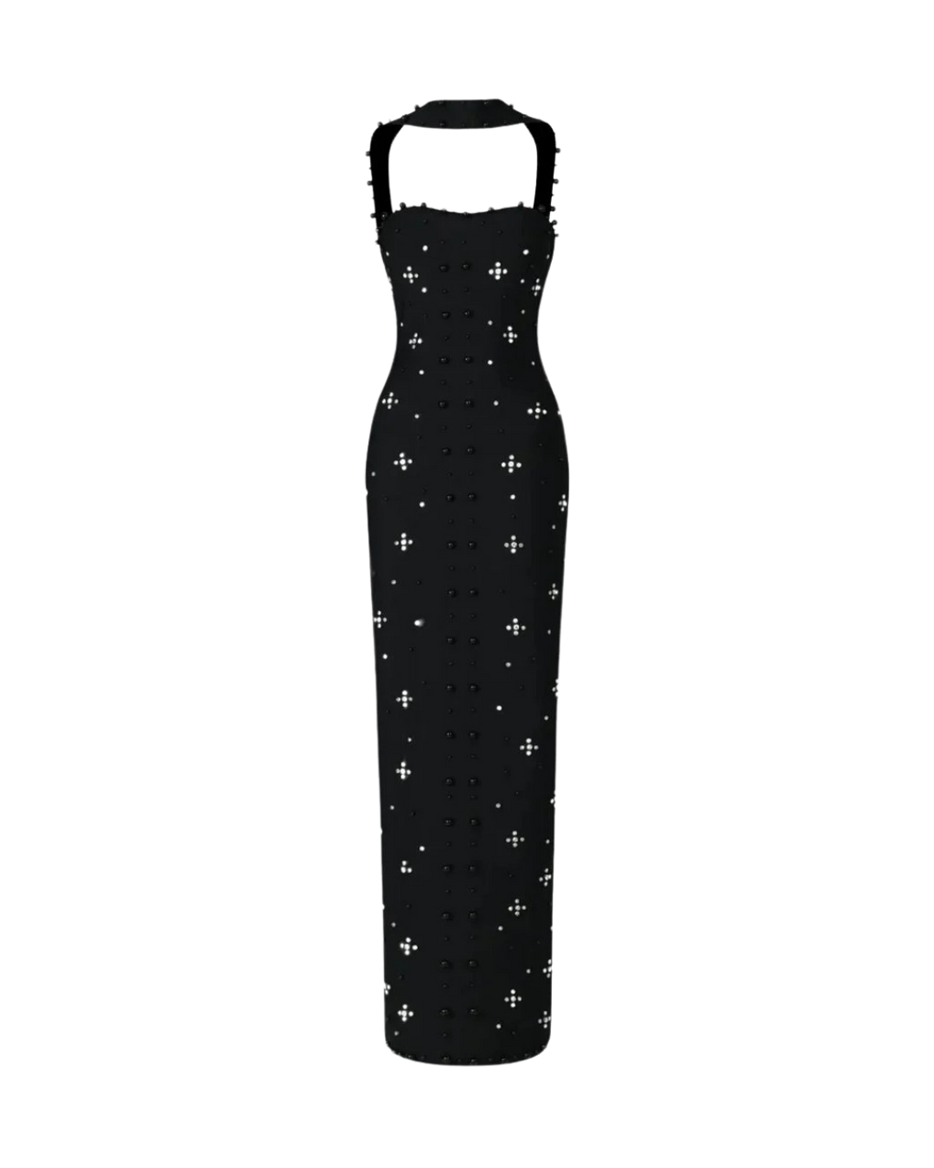 Étoile – Robe Longue Noire Brodé de Perles Ella&No