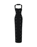Étoile – Robe Longue Noire Brodé de Perles Ella&No