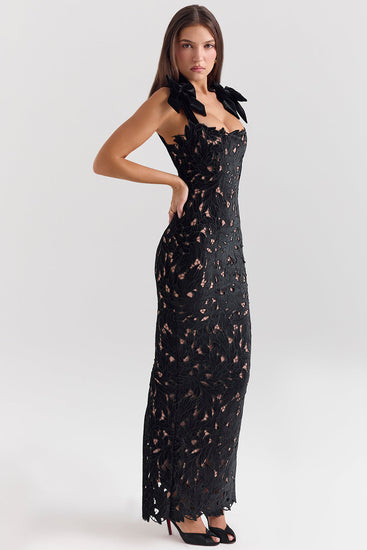 Robe longue sans manches en dentelle avec nœud selma Ella&No