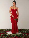 Passionaria - Mermaid Bustier Corset Dress with Vertical Ruffles in Georgette Crêpe
