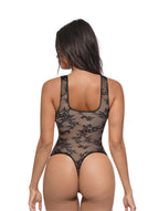 Body string à col en V en dentelle