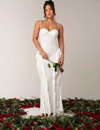 Passionaria - Mermaid Bustier Corset Dress with Vertical Ruffles in Georgette Crêpe