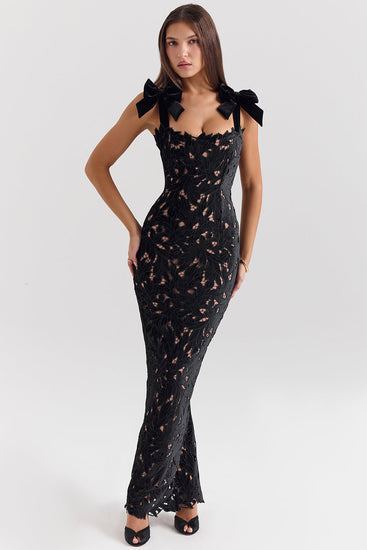 Robe longue sans manches en dentelle avec nœud selma Ella&No