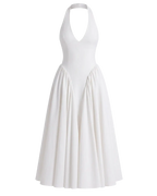 Alice – Robe Mi-Longue Dos Nu Noué Pompon Haut Ajusté Bas Fluide Ella&No