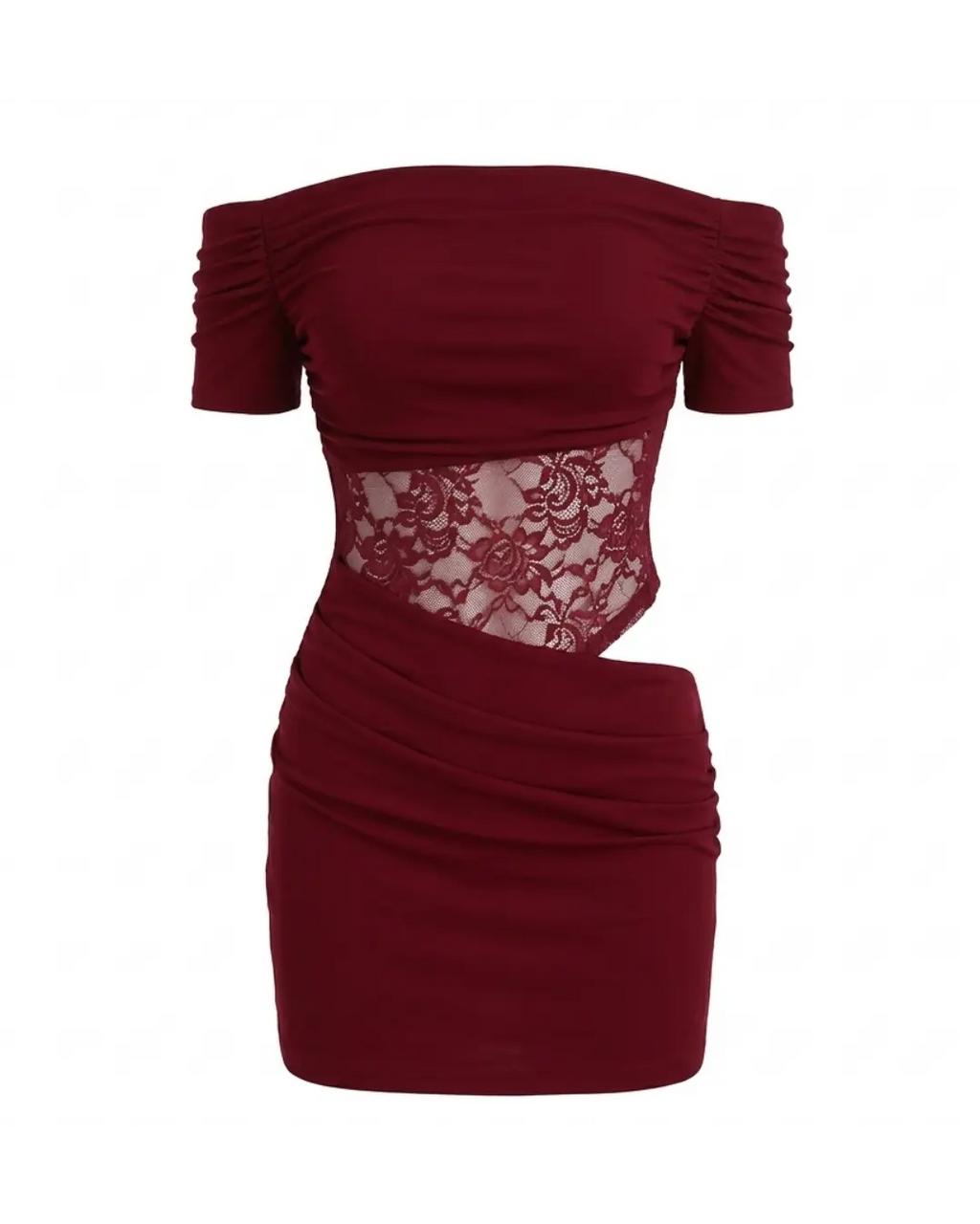 Aloruh – Mini Robe Maille Extensible Décolleté Ajouré Dentelle Transparente Épaules Dénudées Ella&No