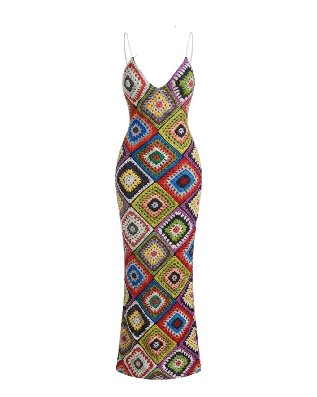 Amalfi – Robe Longue Crochet Multicolore Dos Nu Col Plongeant Ella&No