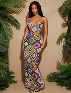 Robe longue crochet multicolore – Style Côte Amalfitaine - Ella&No  