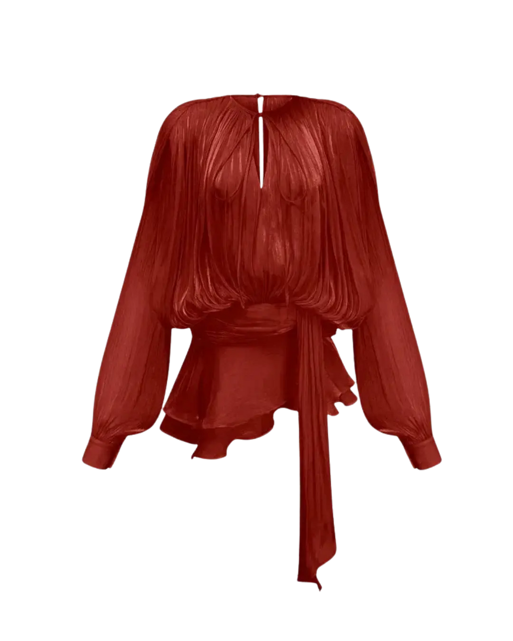 Amara – Robe Plissée Bordeaux à Manches Ballon Ella&No