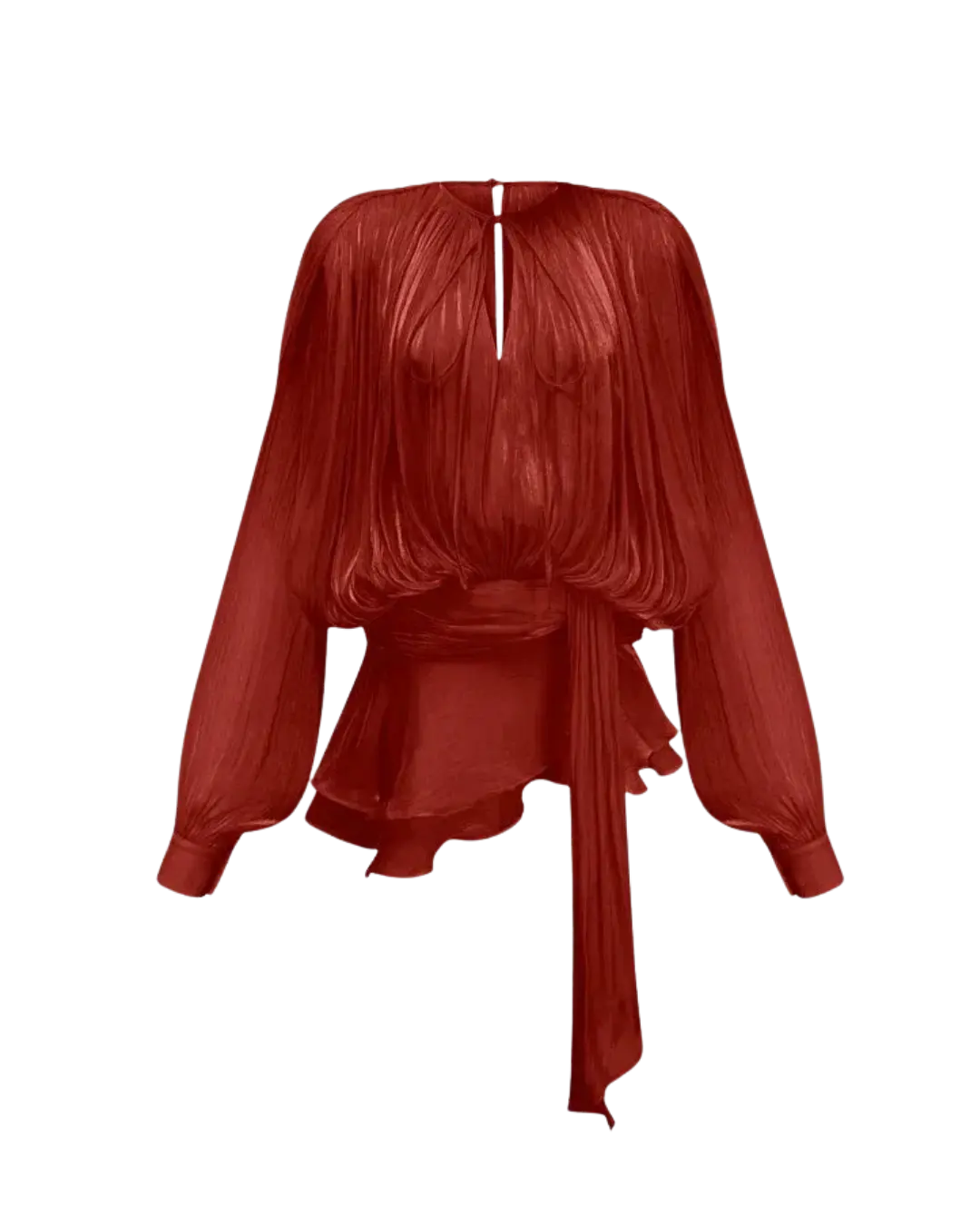 Amara – Robe Plissée Bordeaux à Manches Ballon Ella&No