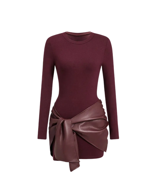 Ambre – Mini Robe Moulante Tricot & Ceinture Similicuir Ella&No