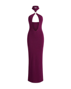 Amethyste - Robe Longue Fourreau Col Halter Anneau Dore Cut-Out Lateral Dos Nu Integral Ella&No