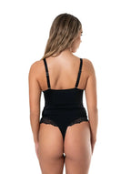 Bodysuit à col en V et demi-dentelle Ella&No