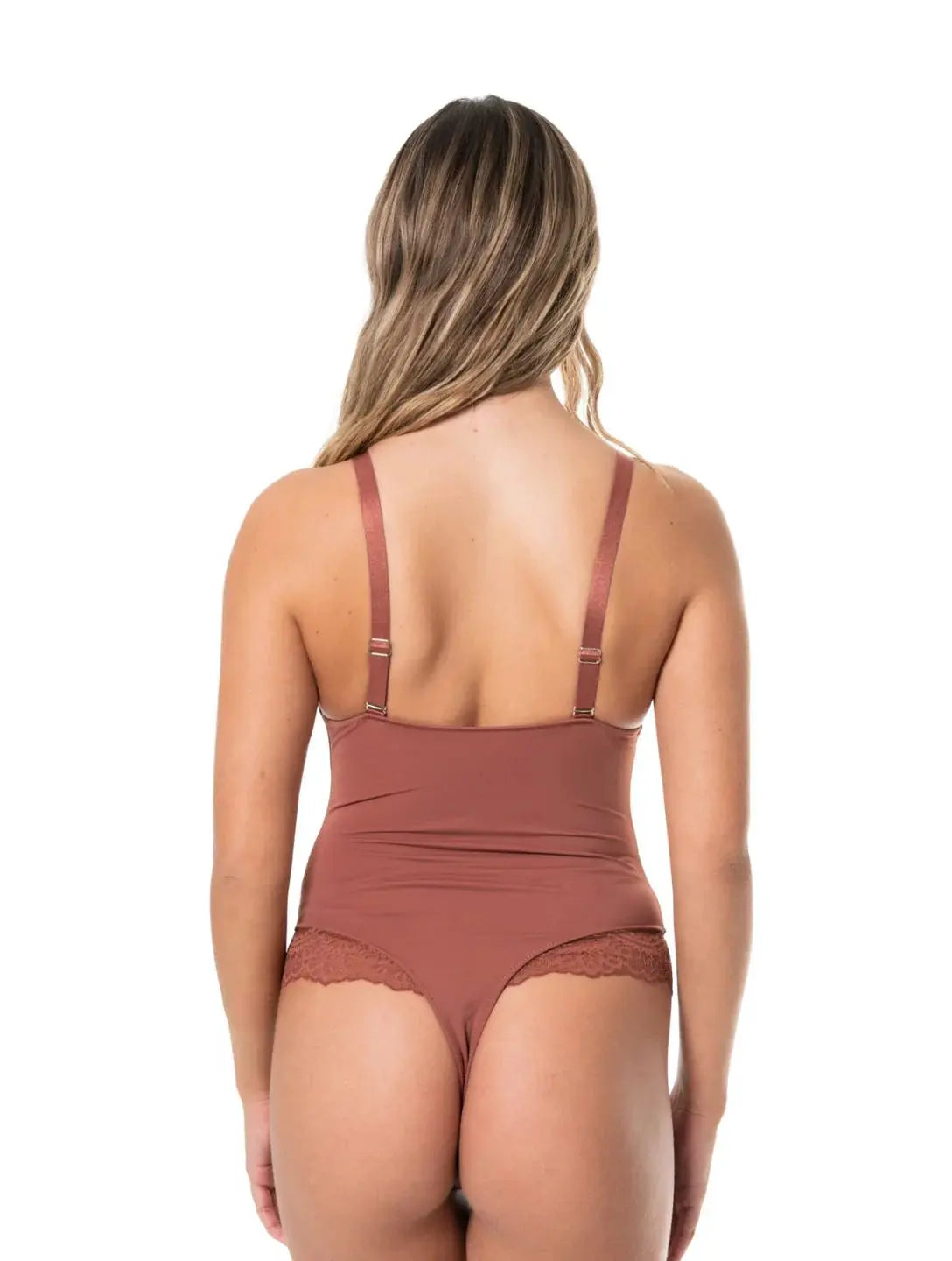 Bodysuit à col en V et demi-dentelle Ella&No