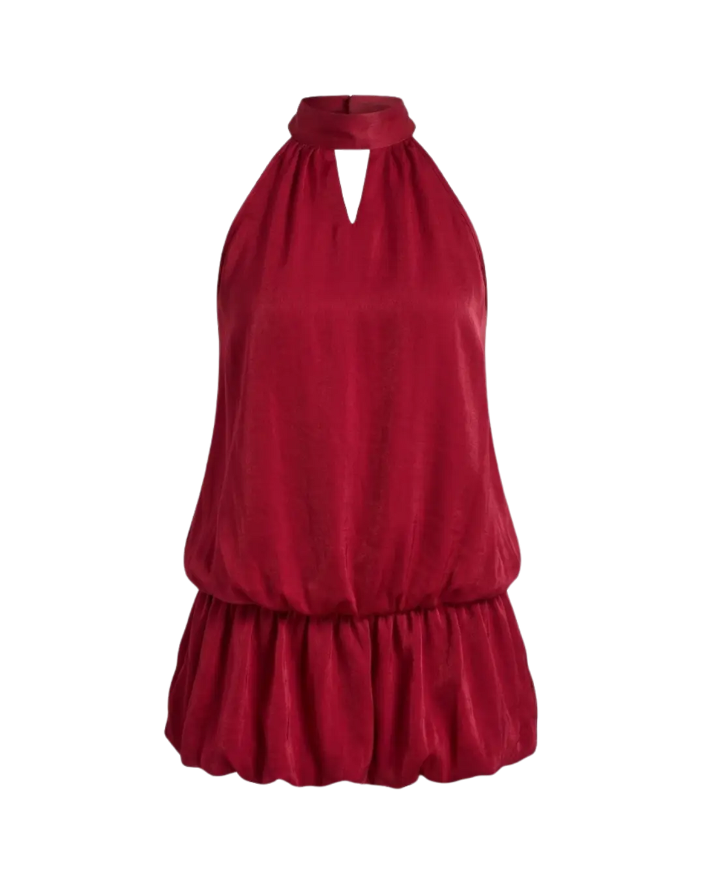 Cerise – Mini Robe Dos Nu Polyester Fluide Col Licou Nœud Mousseline Jupe Boule Volants Ella&No