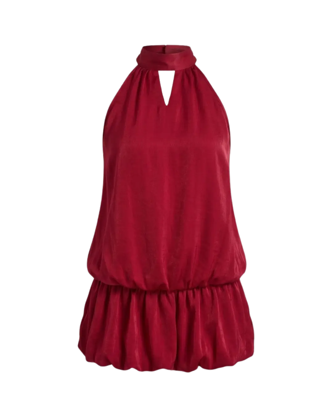 Cerise – Mini Robe Dos Nu Polyester Fluide Col Licou Nœud Mousseline Jupe Boule Volants Ella&No