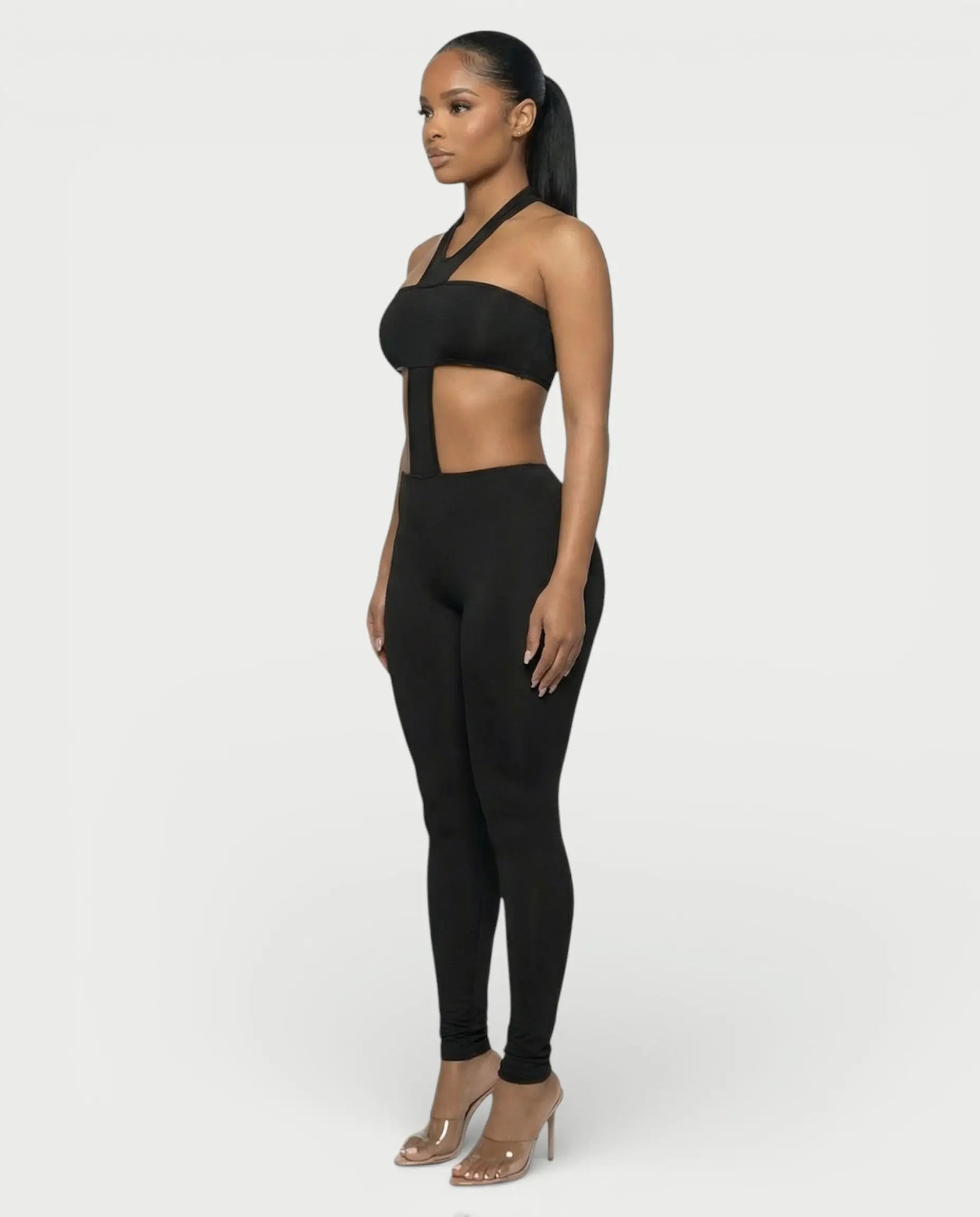 Silhouette Noire – Combinaison Halter Cut-Out Bande Centrale Moulante Ella&No