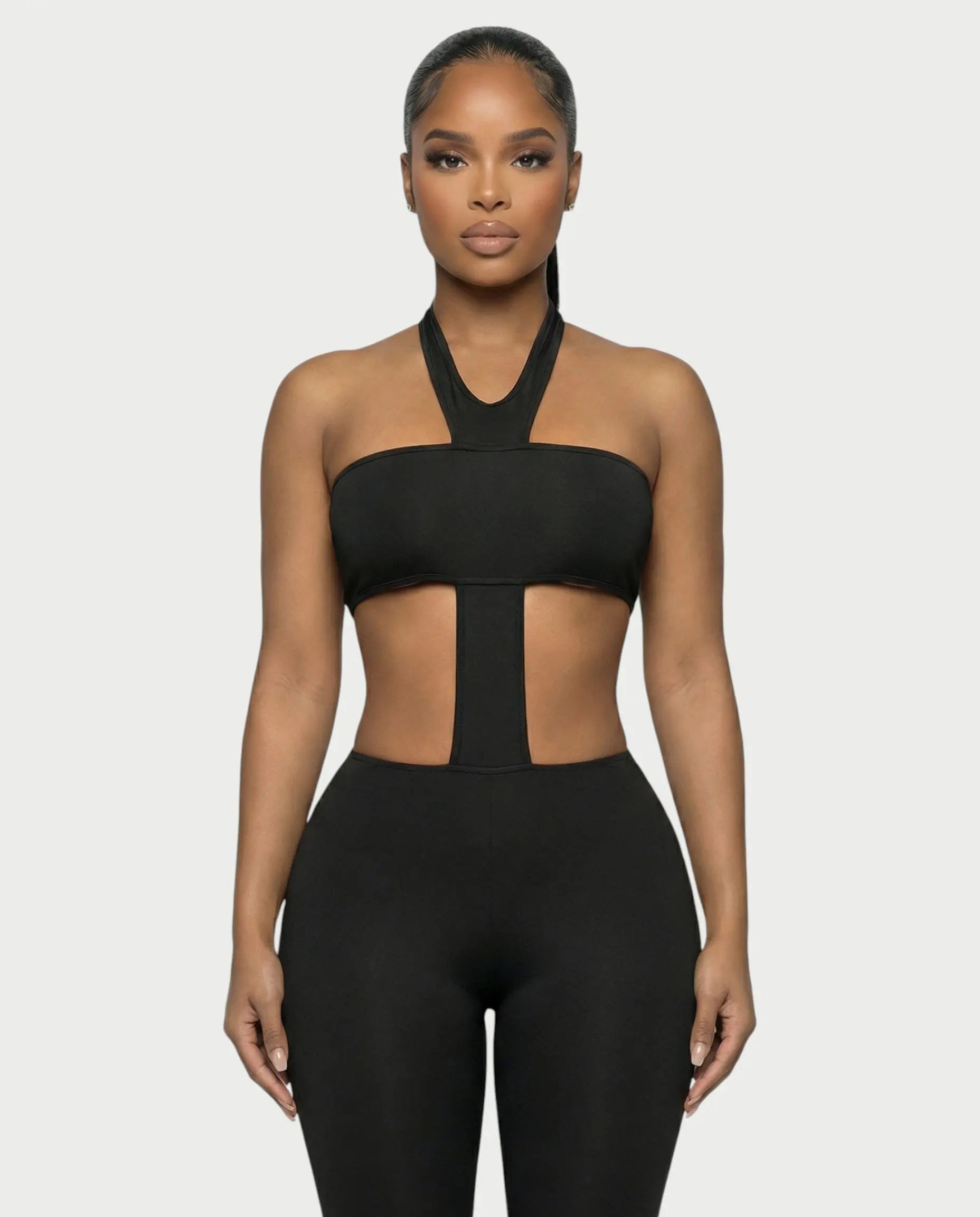 Silhouette Noire – Combinaison Halter Cut-Out Bande Centrale Moulante Ella&No