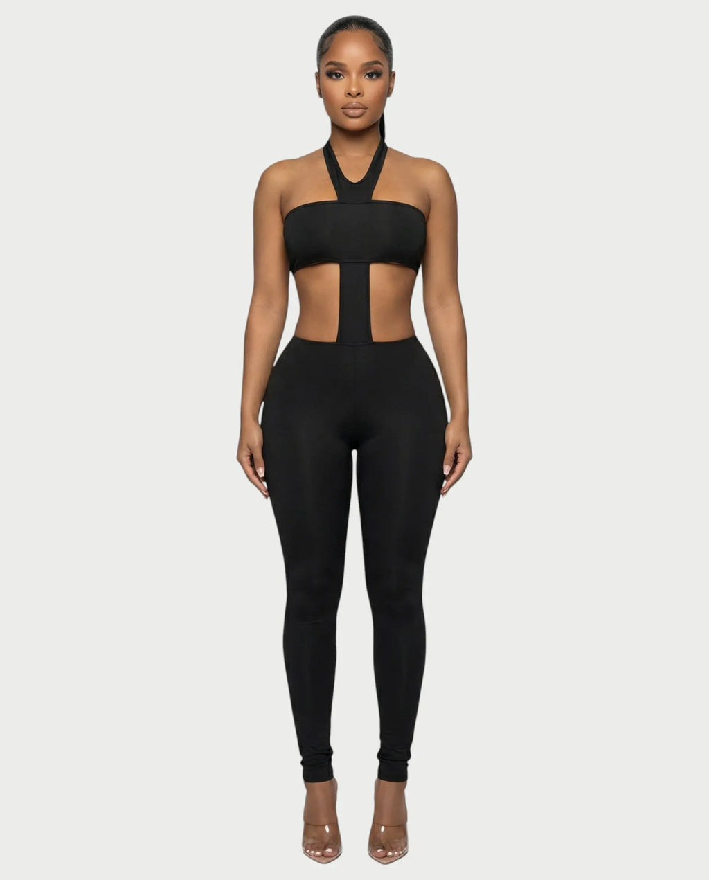 Silhouette Noire – Combinaison Halter Cut-Out Bande Centrale Moulante Ella&No