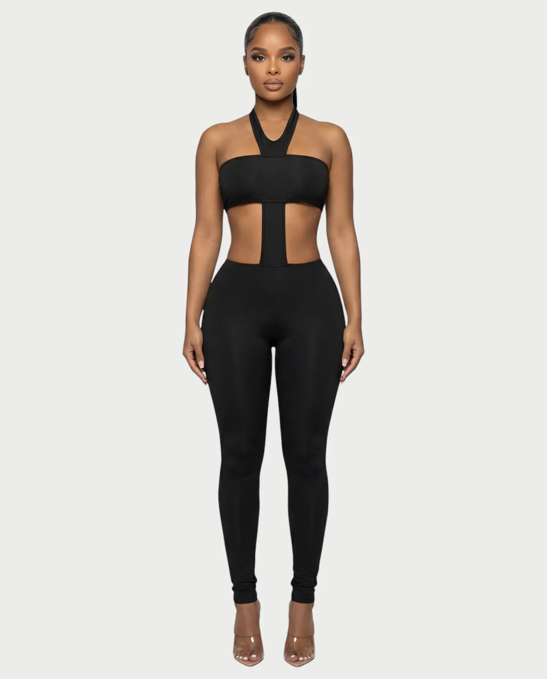 Silhouette Noire – Combinaison Halter Cut-Out Bande Centrale Moulante Ella&No