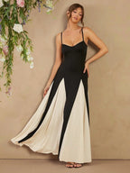 Élégance Contrastée – Robe Longue dos nu encolure cœur Ella&No