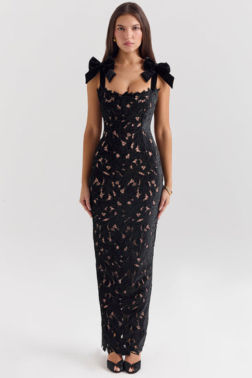 Robe longue sans manches en dentelle avec nœud selma Ella&No