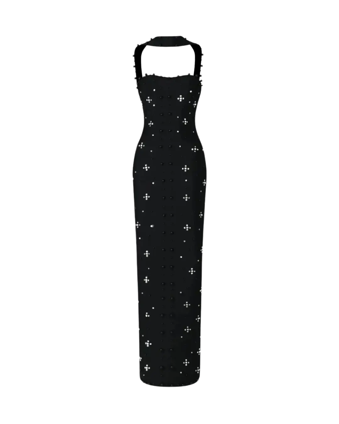 Étoile – Robe Longue Noire Brodé de Perles Ella&No