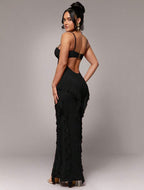 Passionaria - Mermaid Bustier Corset Dress with Vertical Ruffles in Georgette Crêpe