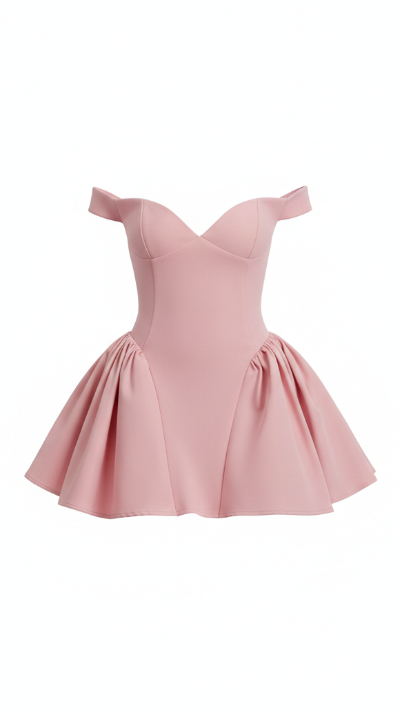 Aria – Robe Sculpturale Rose à Jupe Tulipe