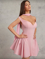 Aria – Robe Sculpturale Rose à Jupe Tulipe