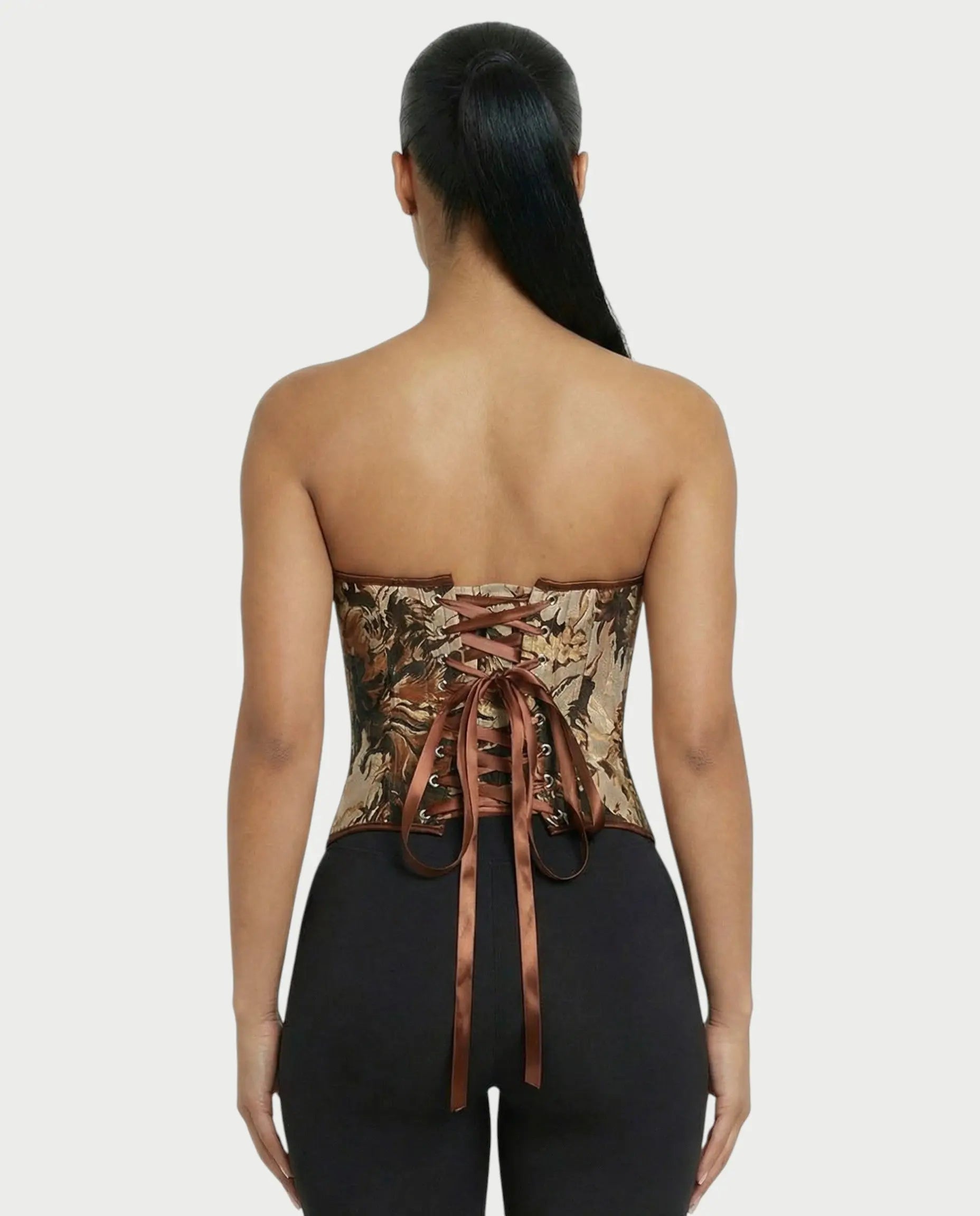 Jardin Baroque – Corset Bustier Tapisserie Florale Laçage Satiné Décolleté Cœur Ella&No