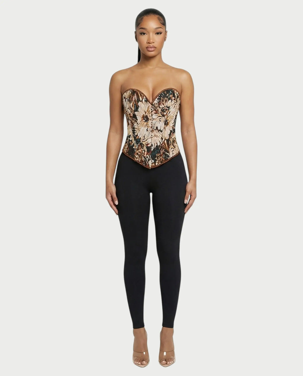 Jardin Baroque – Corset Bustier Tapisserie Florale Laçage Satiné Décolleté Cœur Ella&No