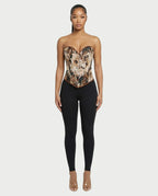Jardin Baroque – Corset Bustier Tapisserie Florale Laçage Satiné Décolleté Cœur Ella&No