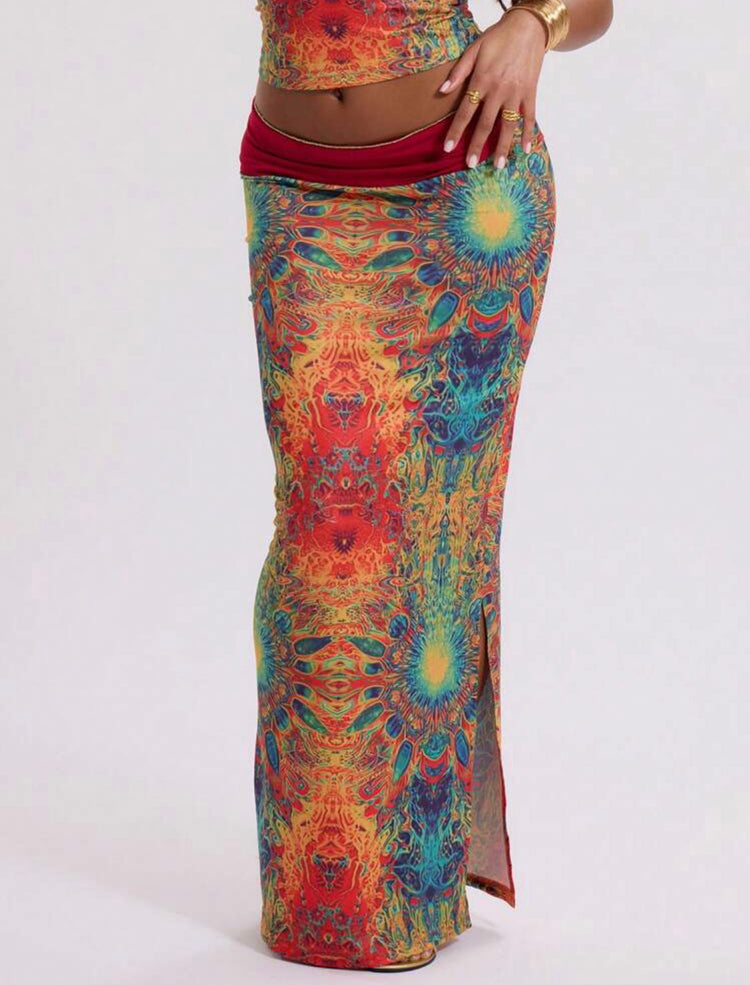 Jupe Maxi Psychédélique Slinky – ensemble Jupe pour l'été - Ella&No  