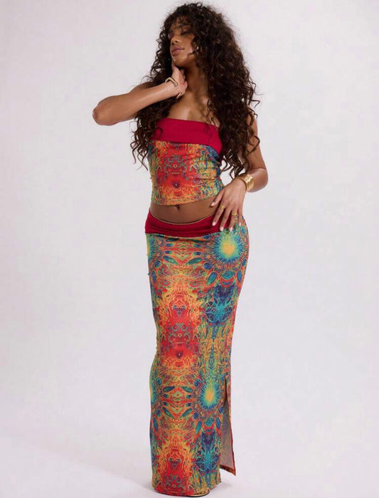 Jupe Maxi Psychédélique Slinky – ensemble Jupe pour l'été - Ella&No  