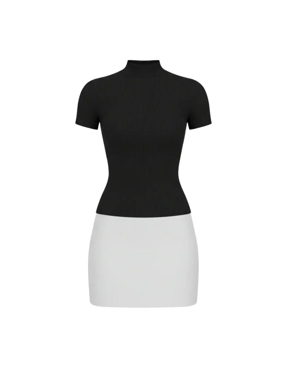 Kenza – Robe Moulante Bicolore à Col Montant Ella&No