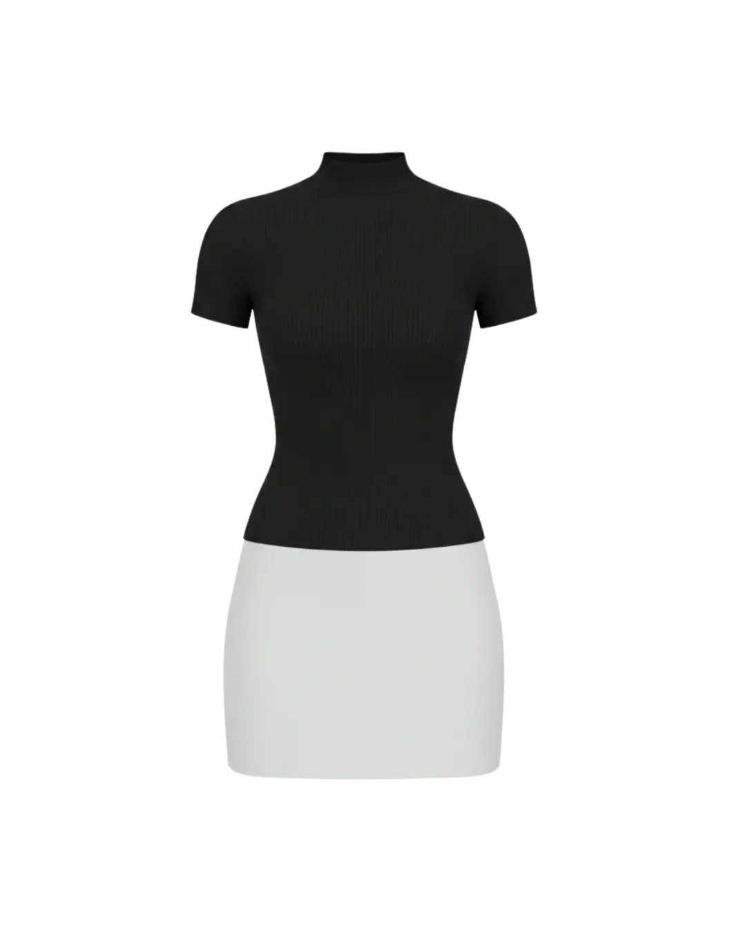 Kenza – Robe Moulante Bicolore à Col Montant Ella&No